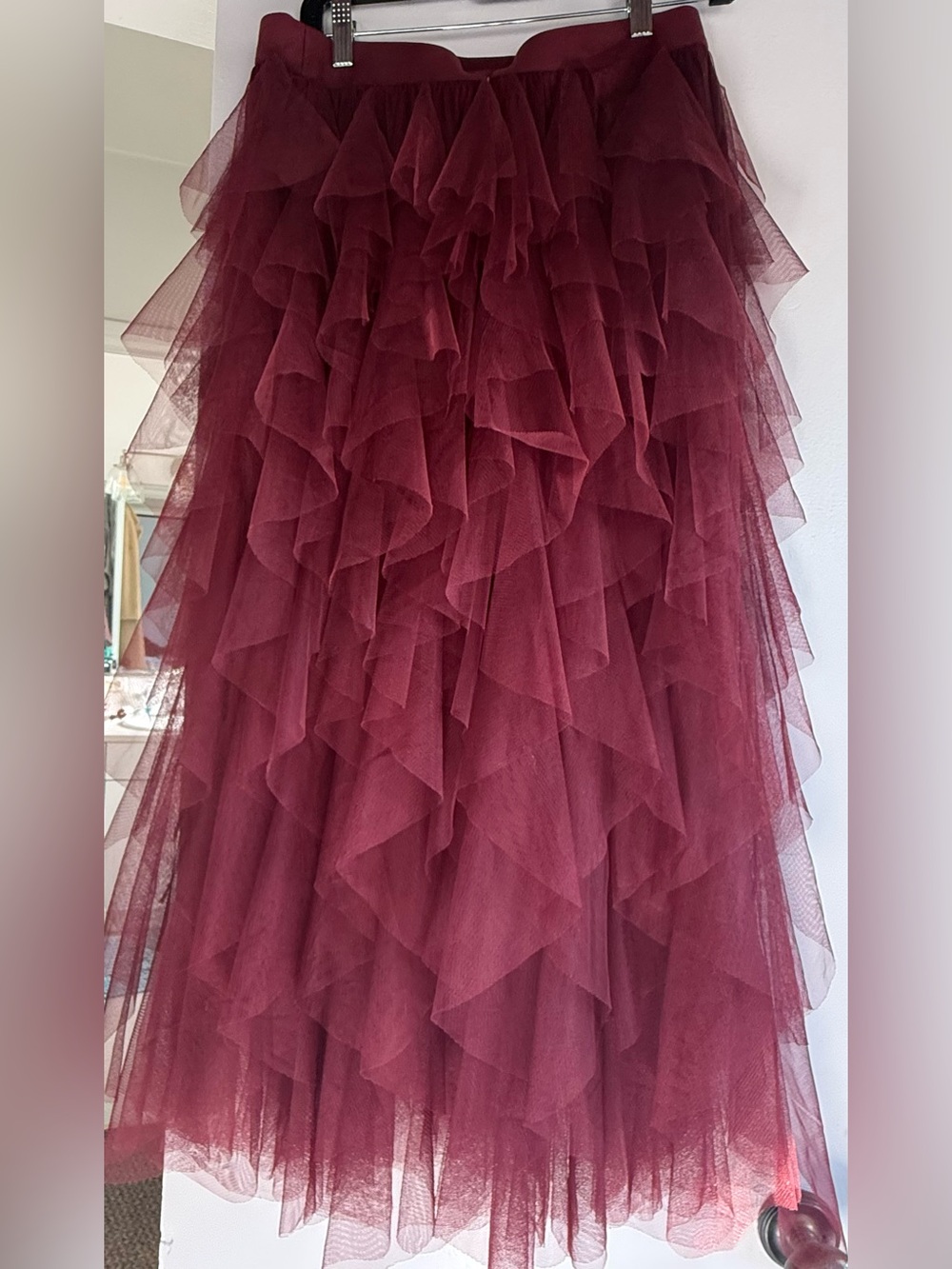 NWT TORRID Nightfall Burgundy Ruffled Tulle Skirt - Picture 3 of 6